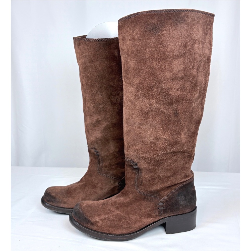 Frye Elena Brown Suede Tall Pull On Riding Equestrian Boots 76556 Womens 7B